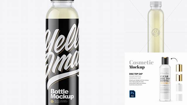 1528+ Clear PET Lemonade Bottle PSD Mockup High-Quality Creative PSD