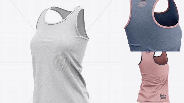 1528+ Women's Heather Racerback Tank Top PSD Mockup Front View Unique Free Photoshop Files