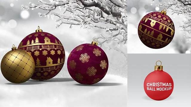 1530+ Two Matte Christmas Balls PSD Mockup Photoshop PSD Free for Designers