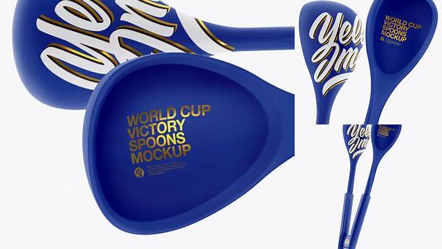 1533+ Matte World Cup Victory Spoons PSD Mockup Half Side View High-Angle Shot High Resolution