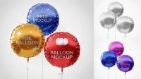 1534+ Metallic Round Foil Balloon PSD Mockup Smart Object Free Photoshop File