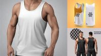 1535+ Mens Tank Top HQ PSD Mockup Back View High-End PSD Download