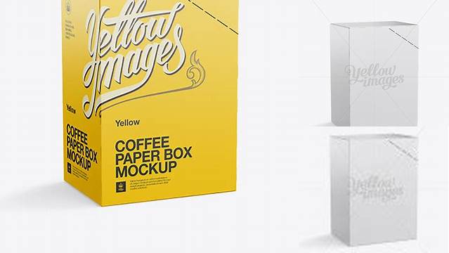 1536+ Coffee Paper Box PSD Mockup 70° Angle Back View Modern Photoshop Resource