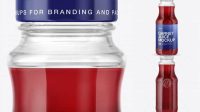 1537+ Clear Glass Bottle with Garnet Juice PSD Mockup Creative Layered Mockup Freebie