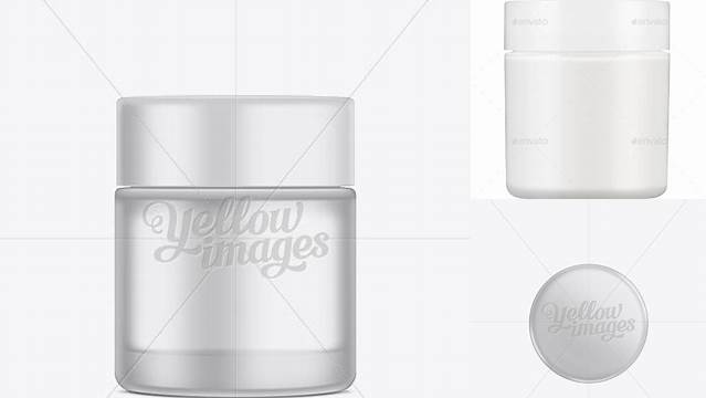 1537+ White Matte Glass Doublewall Jar With Plastic Lid 100ml Photoshop Freebie