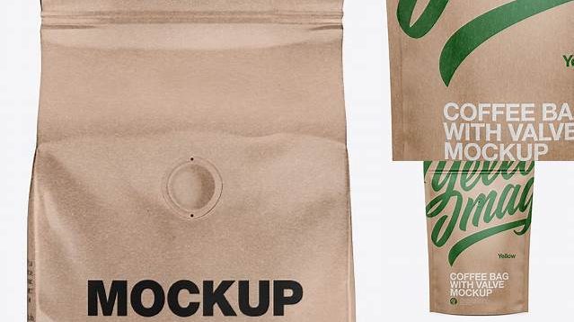 1539+ 250g Kraft Coffee Bag With Valve PSD Mockup Front View Custom Mockup PSD for Free