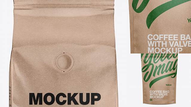 1539+ 250g Kraft Coffee Bag With Valve PSD Mockup Front View Custom Mockup PSD for Free