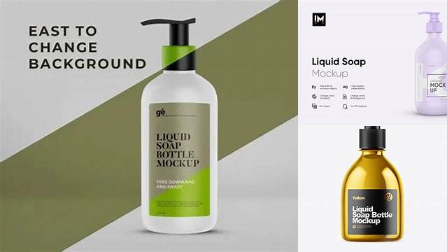 1539+ Metallic Liquid Soap Bottle PSD Mockup Layered Photoshop Template