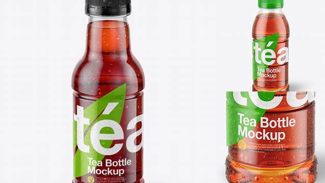 1541+ Tea Bottle with Condensation in Shrink Sleeve PSD Mockup Front View Digital Download PSD for Free