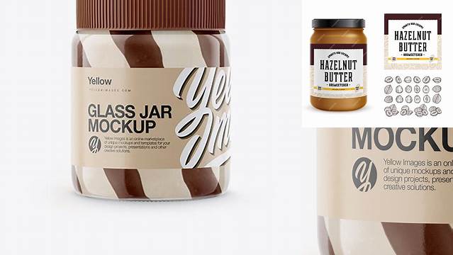 1546+ Glass Jar with Hazelnut Spread PSD Mockup High-End Photoshop Mockup