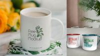 1546+ Metallic Mug With Tea Label PSD Mockup Front View Free Graphic Mockup PSD