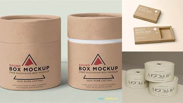 1547+ Kraft Paper Round Box PSD Mockup Smart Object PSD Template