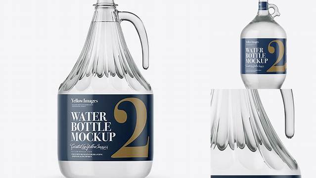 1548+ 3L Clear Glass Water Bottle With Handle PSD Mockup Digital Download