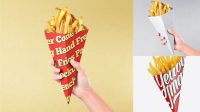 1551+ French Fries Carton Cone PSD Mockup Smart Object PSD Free Resource