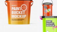 1553+ Glossy Paint Bucket PSD Mockup Front View Best Free Mockup PSD