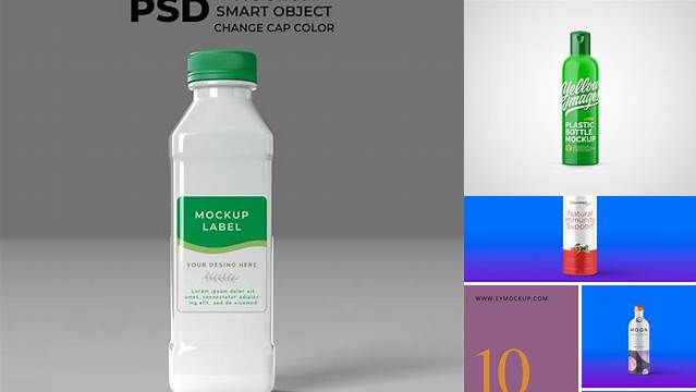 1553+ Glossy Plastic Bottle with Label PSD Mockup Unique High-Resolution Design Freebie