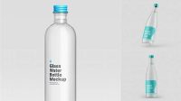 1557+ 180ml Clear Glass Water Bottle PSD Mockup Download Free PSD