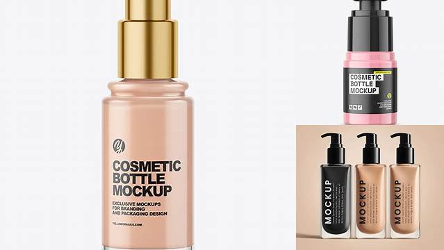 1558+ Glass Cosmetic Foundation Bottle PSD Mockup Premium Quality PSD Freebie