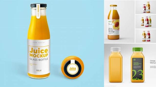 1559+ Plastic Juice Bottle with Clear Cap PSD Mockup Creative Design PSD Free Download