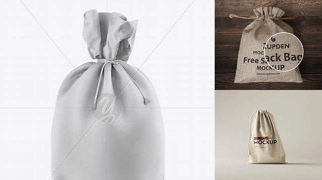 1559+ Textured Sack PSD Mockup Front View Elegant Free Graphic Resource