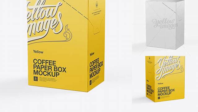 1560+ Coffee Paper Box PSD Mockup Right Side 3/4 View Modern Photoshop Resource