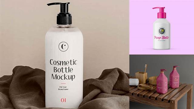 1560+ Cosmetic Bottle With Pump PSD Mockup Elegant and Stylish Free PSD