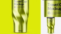 1564+ 390ml Matte Stainless Steel Travel Cup PSD Mockup Smart Object-Based PSD Template Free