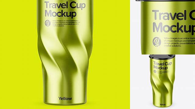 1564+ 390ml Matte Stainless Steel Travel Cup PSD Mockup Smart Object-Based PSD Template Free