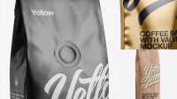 1565+ Coffee Bag With Valve PSD Mockup Half-Turned View High-End Photoshop Mockup