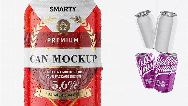 1565+ Two 330ml Aluminium Cans with Glossy Finish PSD Mockup Fully Editable PSD Template