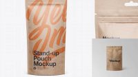 1568+ Kraft Stand-Up Pouch with Zipper PSD Mockup Front View Unique and Editable PSD