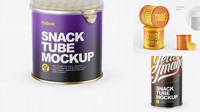 1568+ Matte Snack Tube PSD Mockup High Angle Unique High-Resolution Photoshop Mockup