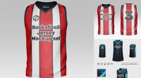 1568+ Men’s V-Neck Basketball Jersey PSD Mockup Back View Professional Photoshop Design Freebie