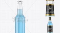 1570+ 330ml Clear Glass Bottle with Blue Drink PSD Mockup Unique Free Photoshop Files