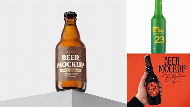 1572+ 330ml Matte Beer Bottle PSD Mockup Modern Free PSD Template