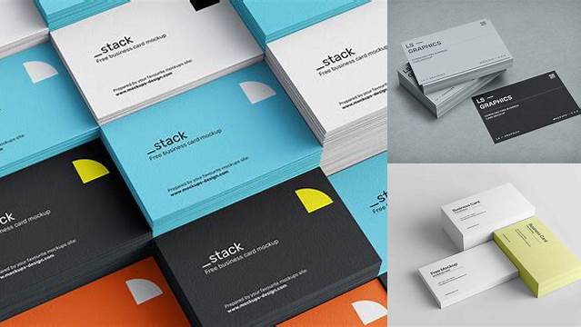 1573+ 4 Business Cards Stacks PSD Mockup Half Side View Elegant and Stylish Mockup