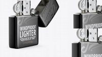 1573+ Opened Metallic Lighter PSD Mockup Halfside View High-Angle Shot Free Photoshop Mockup Design