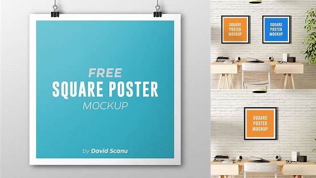 1576+ Square Poster Mockup Smart PNG Image