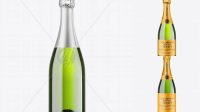 1577+ Green Glass Champagne Bottle PSD Mockup Free Downloadable Graphic Resource