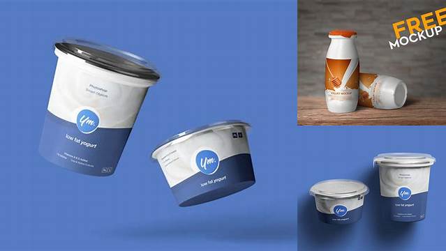 1582+ 4-Pack Yogurt PSD Mockup Download Now High-Quality PSD Template