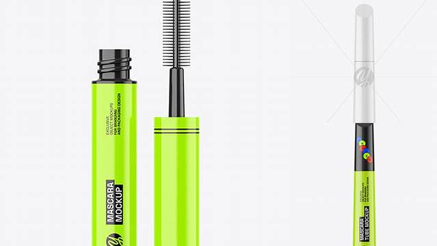 1582+ Glossy Mascara Tube With Box PSD Mockup Exclusive Digital PSD Resource