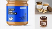 1583+ Clear Glass Jar with Peanut Butter PSD Mockup High-Angle Shot Editable Photoshop File