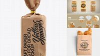 1583+ Large Kraft Bread Bag with Clip PSD Mockup Modern and Unique Freebie PSD