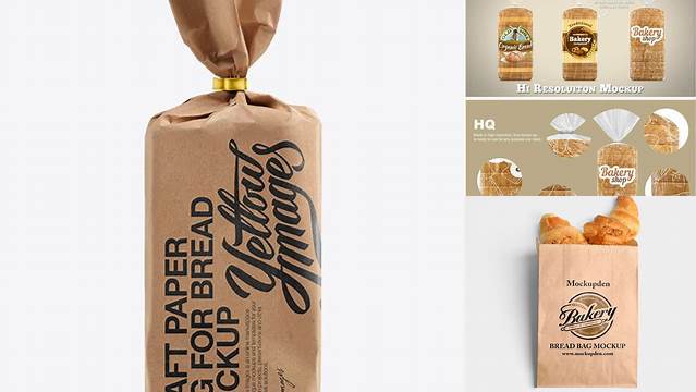 1583+ Large Kraft Bread Bag with Clip PSD Mockup Modern and Unique Freebie PSD