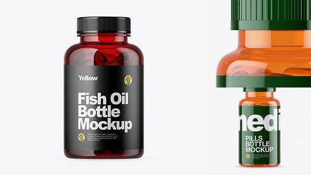 1585+ Orange Fish Oil Bottle PSD Mockup Photoshop PSD Free for Designers