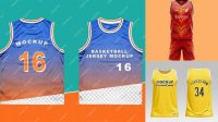 1586+ Basketball Jersey PSD Mockup Back View Digital Photoshop Free Mockup