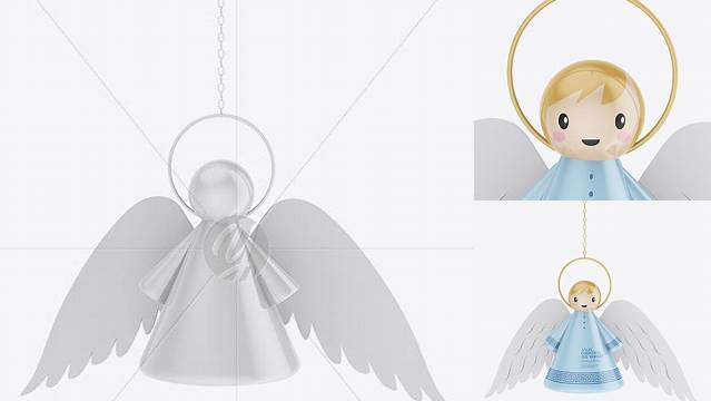 1587+ Glossy Christmas Angel Toy PSD Mockup Digital Photoshop Free Mockup