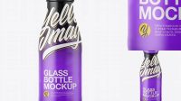 1589+ Glass Bottle in Matte Shrink Sleeve PSD Mockup Front View Unique High-Resolution PSD