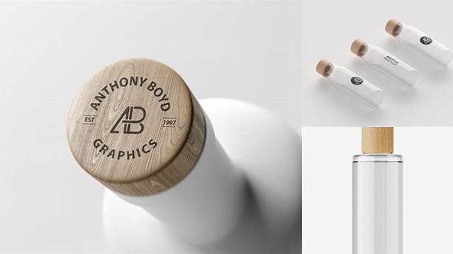 1589+ Matte Bottle With Wooden Cap PSD Mockup Elegant Free Graphic Resource