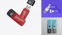 1590+ Two Matte USB Flash Drives PSD Mockup Unique High-Resolution Photoshop Mockup